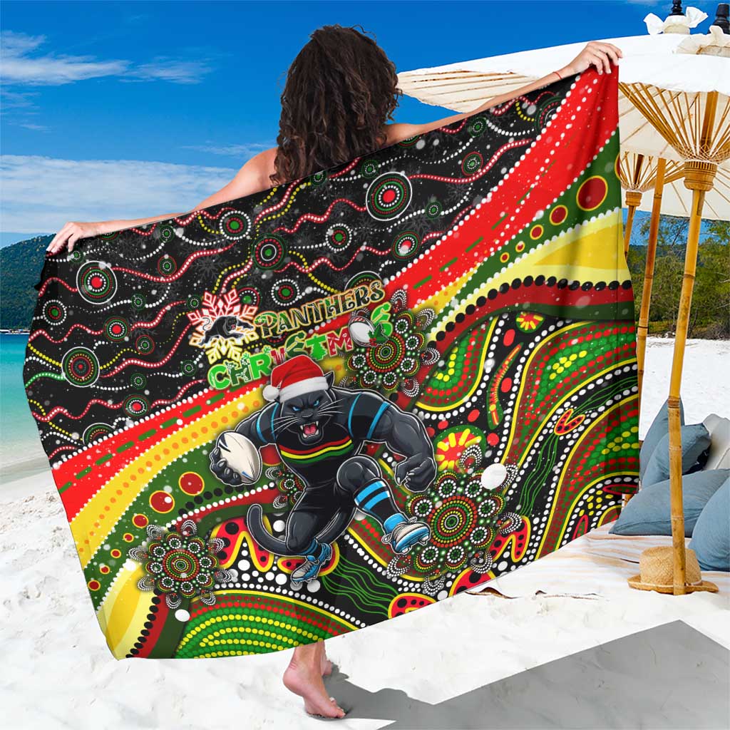 Merry Christmas Penrith Panthers Sarong Aboriginal Santa Rugby Mascot - The Riff