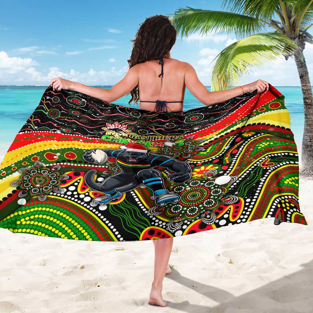 Merry Christmas Penrith Panthers Sarong Aboriginal Santa Rugby Mascot - The Riff
