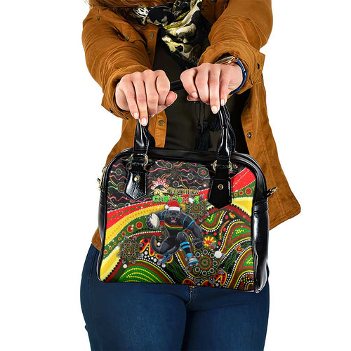 Merry Christmas Penrith Panthers Shoulder Handbag Aboriginal Santa Rugby Mascot - The Riff