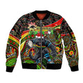Merry Christmas Penrith Panthers Sleeve Zip Bomber Jacket Aboriginal Santa Rugby Mascot - The Riff