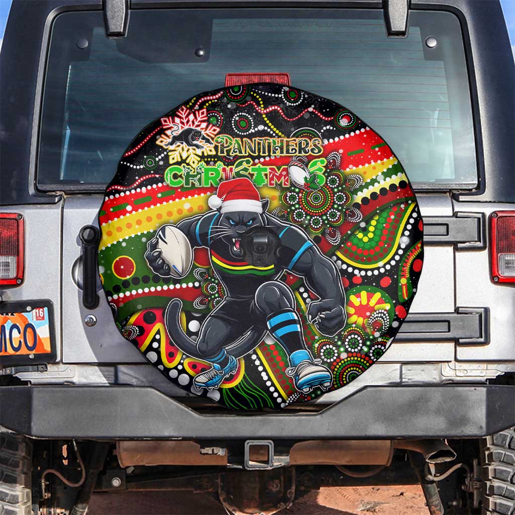 Merry Christmas Penrith Panthers Spare Tire Cover Aboriginal Santa Rugby Mascot - The Riff