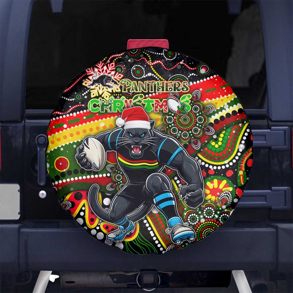 Merry Christmas Penrith Panthers Spare Tire Cover Aboriginal Santa Rugby Mascot - The Riff