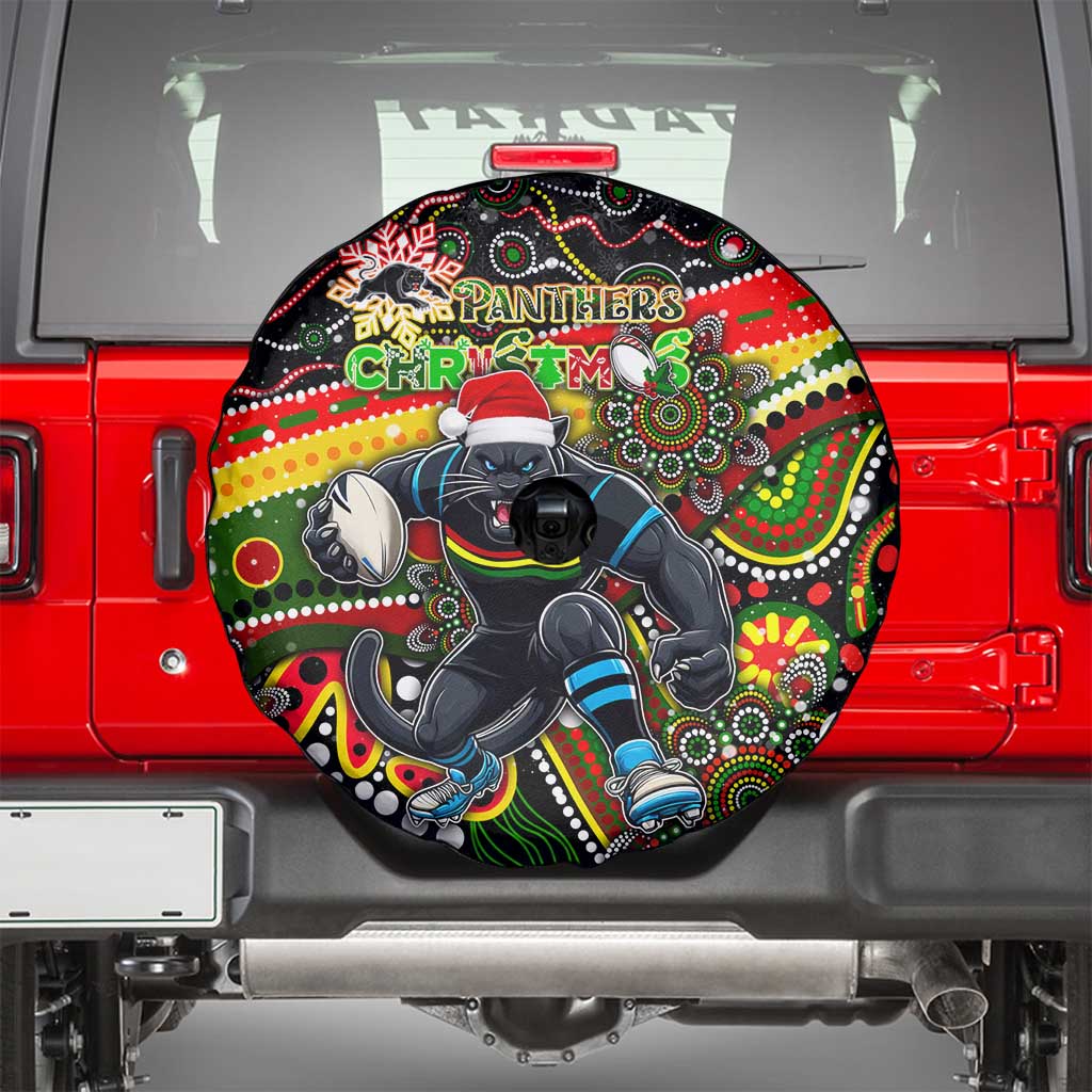 Merry Christmas Penrith Panthers Spare Tire Cover Aboriginal Santa Rugby Mascot - The Riff