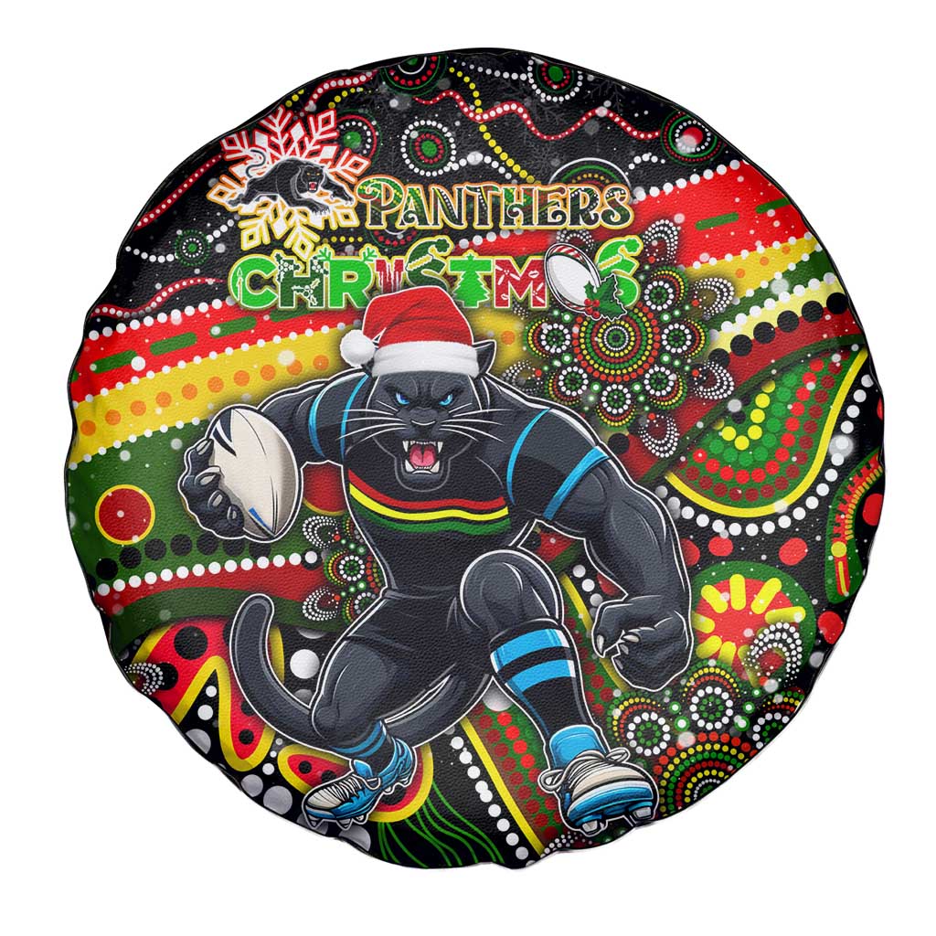 Merry Christmas Penrith Panthers Spare Tire Cover Aboriginal Santa Rugby Mascot - The Riff