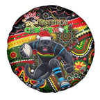 Merry Christmas Penrith Panthers Spare Tire Cover Aboriginal Santa Rugby Mascot - The Riff