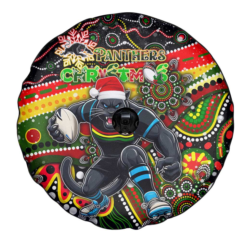 Merry Christmas Penrith Panthers Spare Tire Cover Aboriginal Santa Rugby Mascot - The Riff