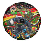 Merry Christmas Penrith Panthers Spare Tire Cover Aboriginal Santa Rugby Mascot - The Riff
