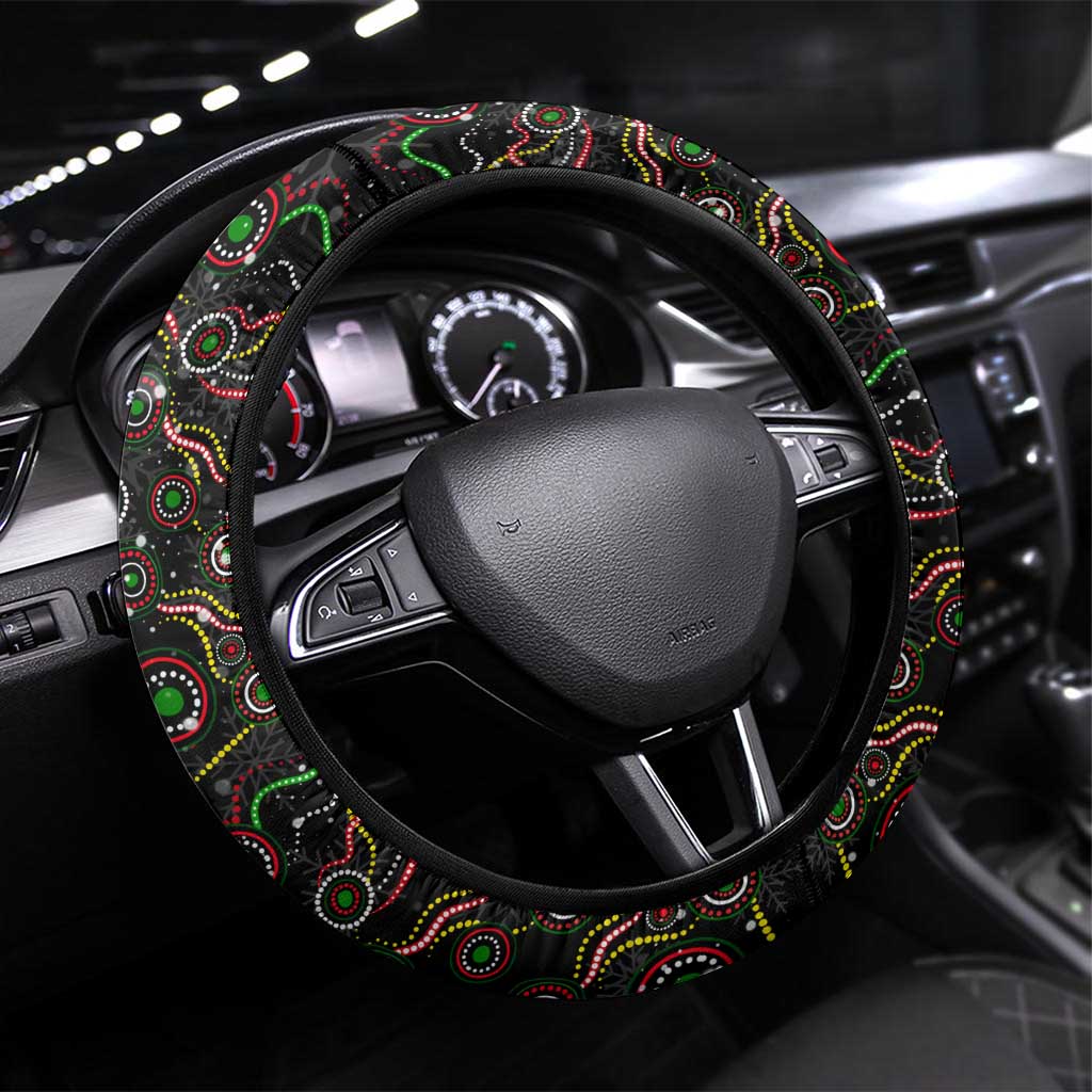 Merry Christmas Penrith Panthers Steering Wheel Cover Aboriginal Santa Rugby Mascot - The Riff