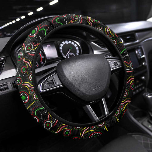 Merry Christmas Penrith Panthers Steering Wheel Cover Aboriginal Santa Rugby Mascot - The Riff