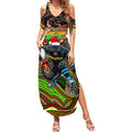 Merry Christmas Penrith Panthers Summer Maxi Dress Aboriginal Santa Rugby Mascot - The Riff