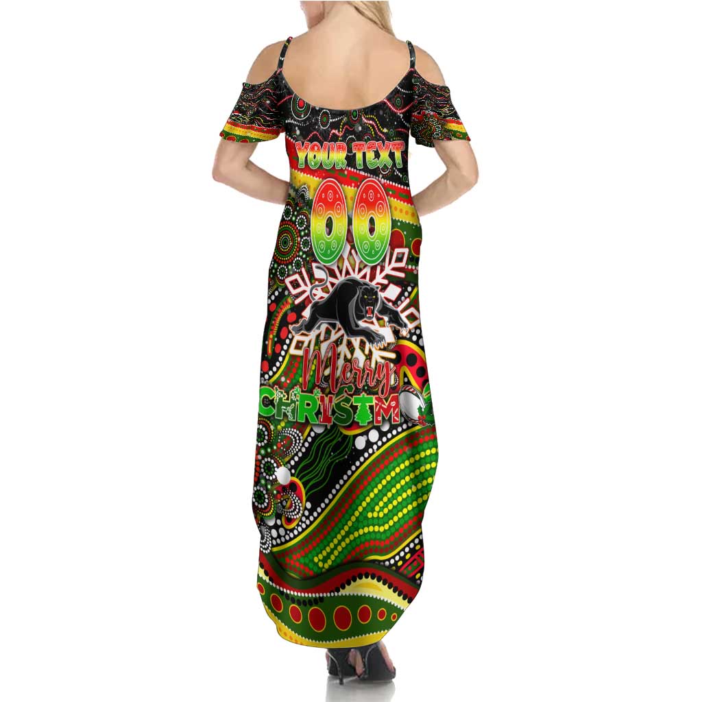 Merry Christmas Penrith Panthers Summer Maxi Dress Aboriginal Santa Rugby Mascot - The Riff