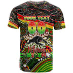Merry Christmas Penrith Panthers T Shirt Aboriginal Santa Rugby Mascot - The Riff