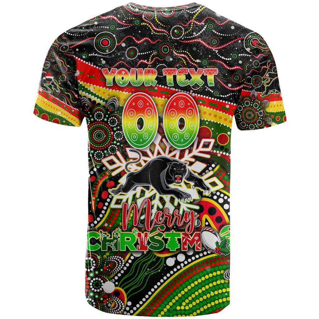 Merry Christmas Penrith Panthers T Shirt Aboriginal Santa Rugby Mascot - The Riff