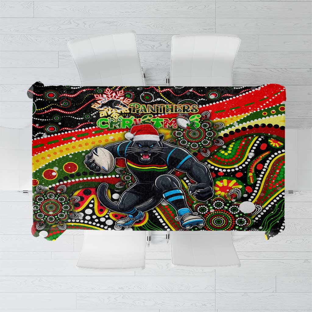 Merry Christmas Penrith Panthers Tablecloth Aboriginal Santa Rugby Mascot - The Riff