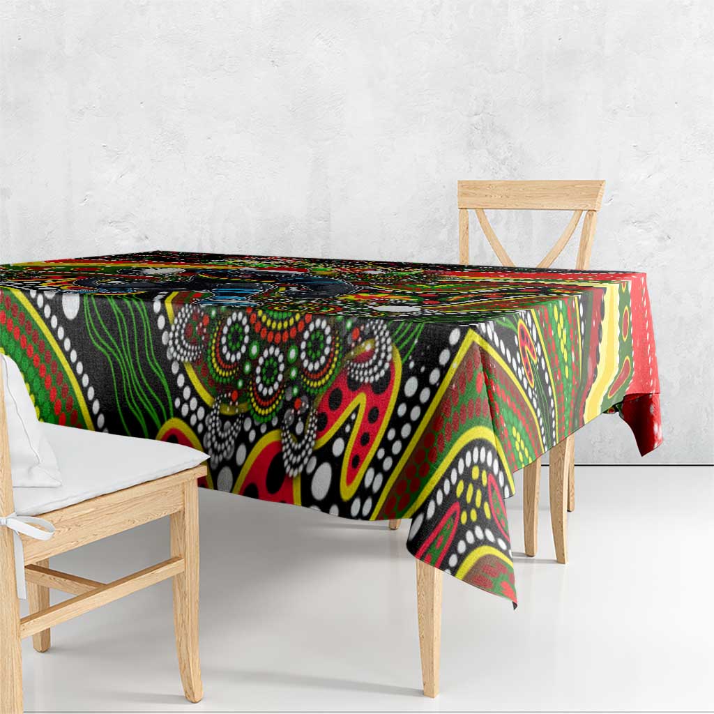 Merry Christmas Penrith Panthers Tablecloth Aboriginal Santa Rugby Mascot - The Riff