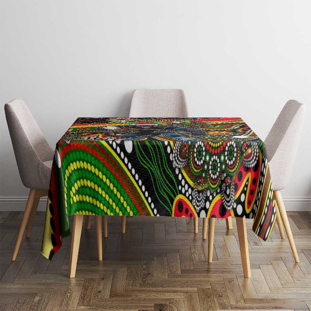 Merry Christmas Penrith Panthers Tablecloth Aboriginal Santa Rugby Mascot - The Riff