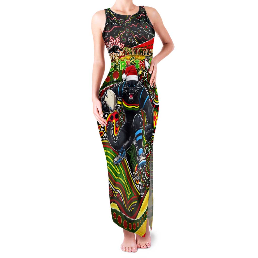 Merry Christmas Penrith Panthers Tank Maxi Dress Aboriginal Santa Rugby Mascot - The Riff