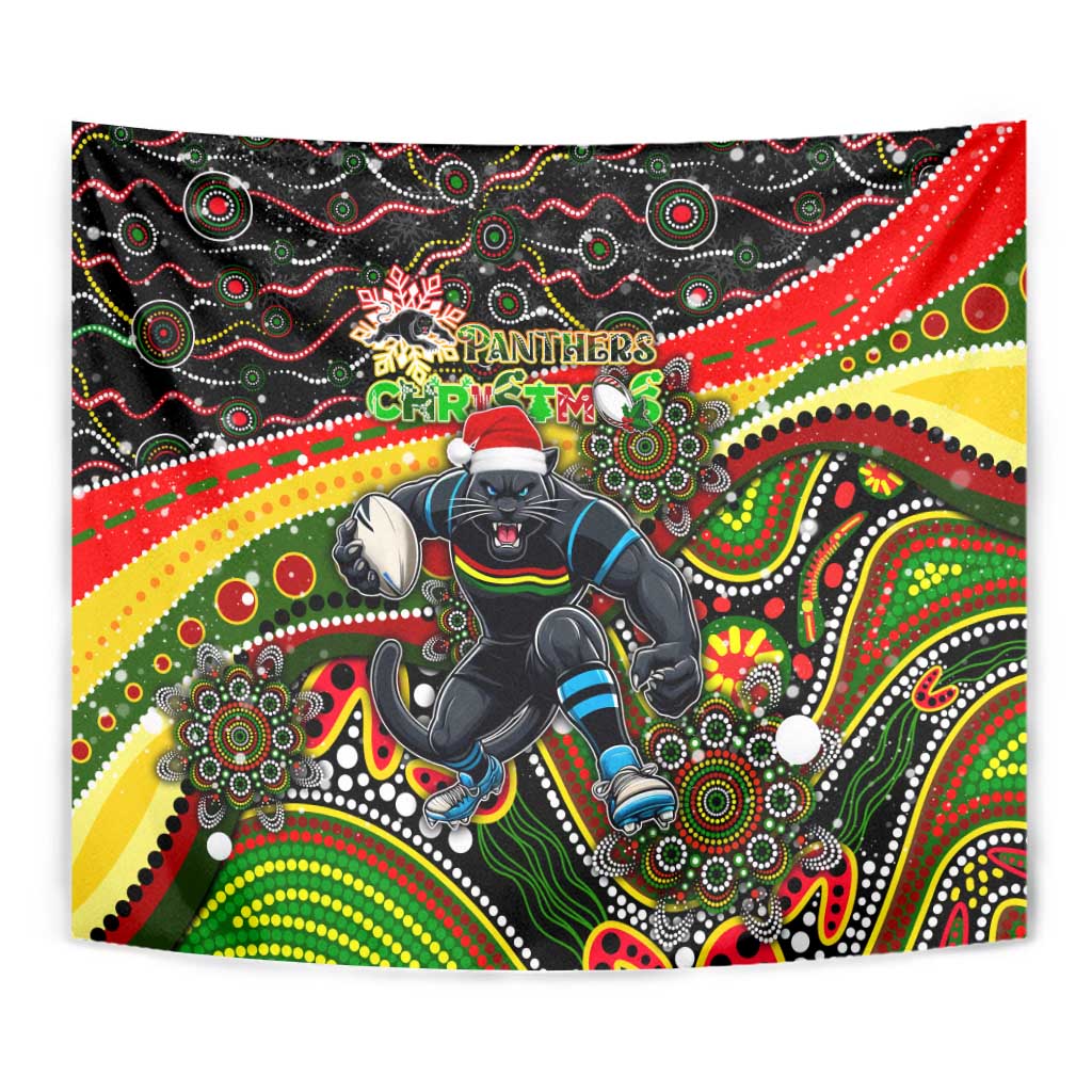 Merry Christmas Penrith Panthers Tapestry Aboriginal Santa Rugby Mascot - The Riff