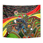 Merry Christmas Penrith Panthers Tapestry Aboriginal Santa Rugby Mascot - The Riff