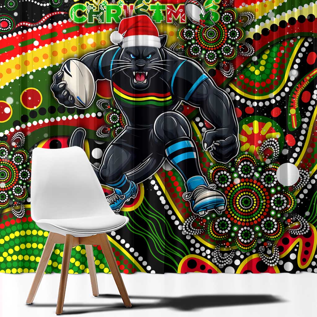 Merry Christmas Penrith Panthers Window Curtain Aboriginal Santa Rugby Mascot - The Riff
