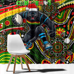 Merry Christmas Penrith Panthers Window Curtain Aboriginal Santa Rugby Mascot - The Riff