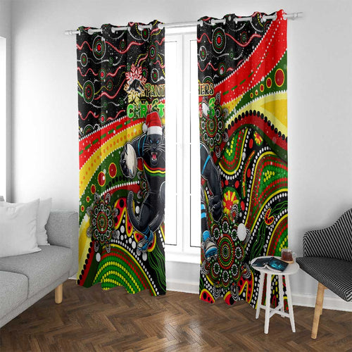 Merry Christmas Penrith Panthers Window Curtain Aboriginal Santa Rugby Mascot - The Riff