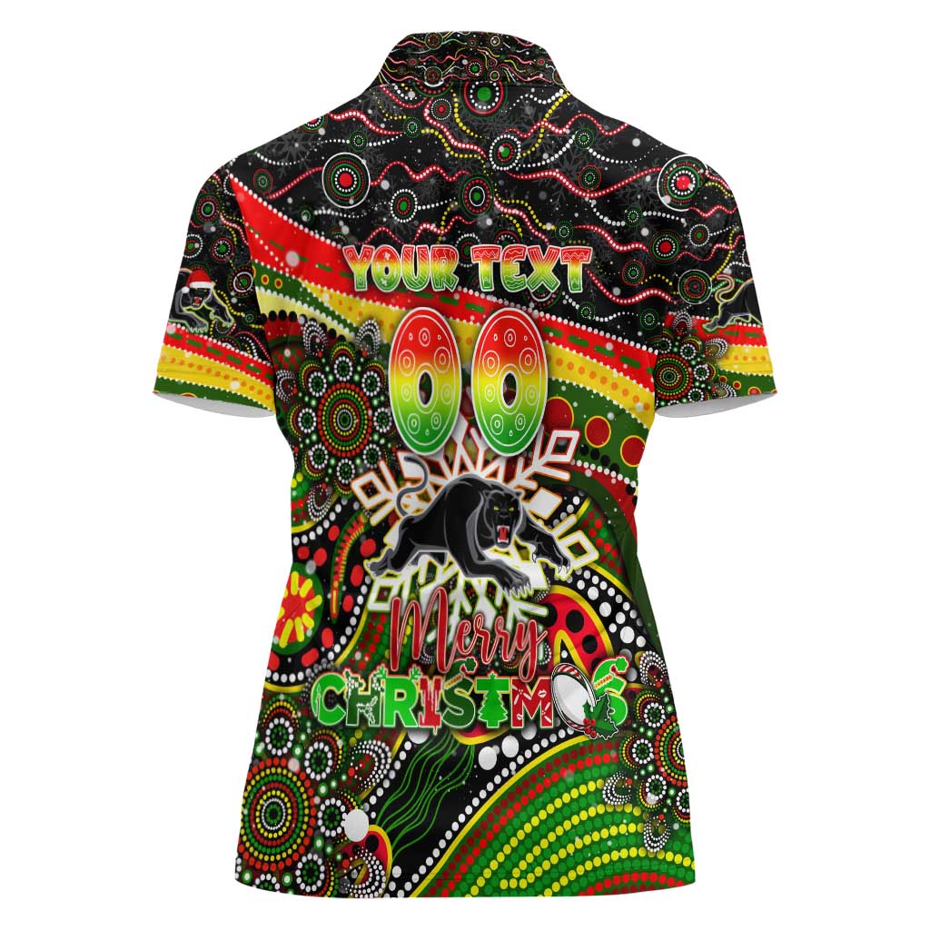 Merry Christmas Penrith Panthers Women Polo Shirt Aboriginal Santa Rugby Mascot - The Riff