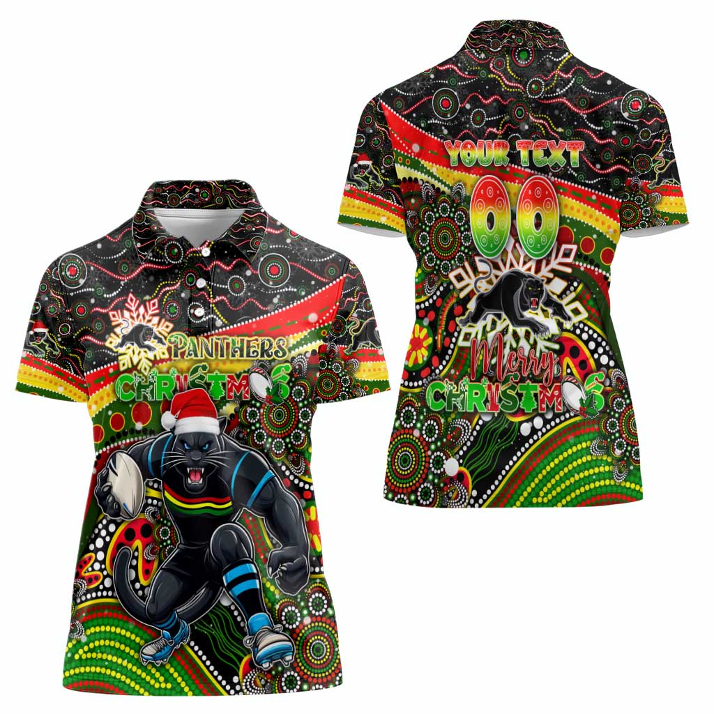 Merry Christmas Penrith Panthers Women Polo Shirt Aboriginal Santa Rugby Mascot - The Riff
