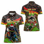 Merry Christmas Penrith Panthers Women Polo Shirt Aboriginal Santa Rugby Mascot - The Riff