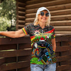 Merry Christmas Penrith Panthers Women Polo Shirt Aboriginal Santa Rugby Mascot - The Riff