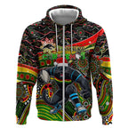 Merry Christmas Penrith Panthers Zip Hoodie Aboriginal Santa Rugby Mascot - The Riff