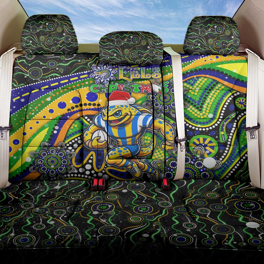 Merry Christmas Eels Back Car Seat Cover Aboriginal Santa Rugby Mascot - Parramatta