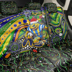 Merry Christmas Eels Back Car Seat Cover Aboriginal Santa Rugby Mascot - Parramatta