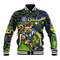 Merry Christmas Eels Baseball Jacket Aboriginal Santa Rugby Mascot - Parramatta