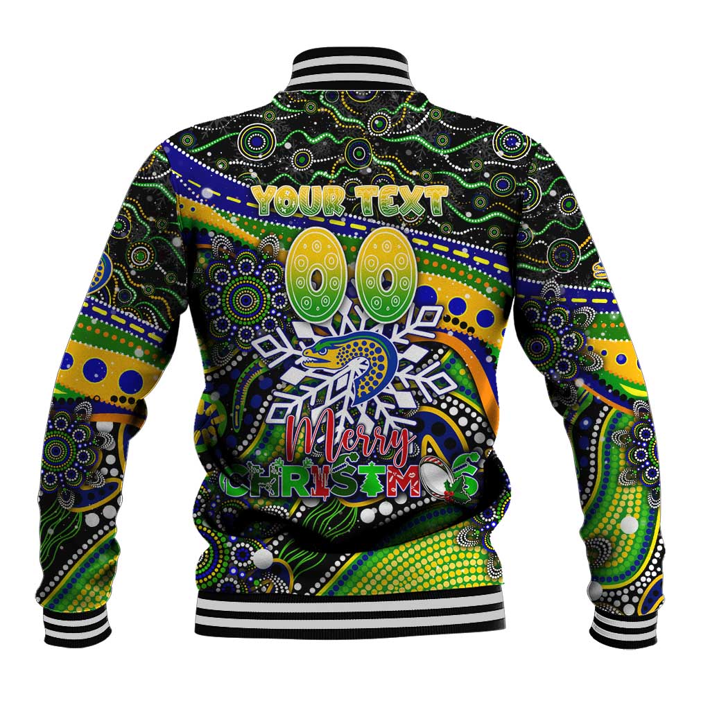 Merry Christmas Eels Baseball Jacket Aboriginal Santa Rugby Mascot - Parramatta
