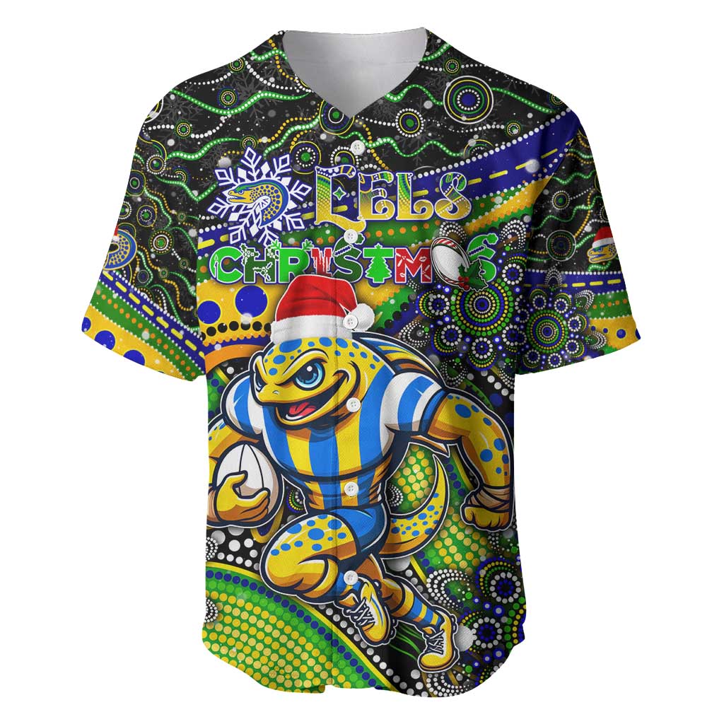 Merry Christmas Eels Baseball Jersey Aboriginal Santa Rugby Mascot - Parramatta