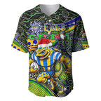 Merry Christmas Eels Baseball Jersey Aboriginal Santa Rugby Mascot - Parramatta