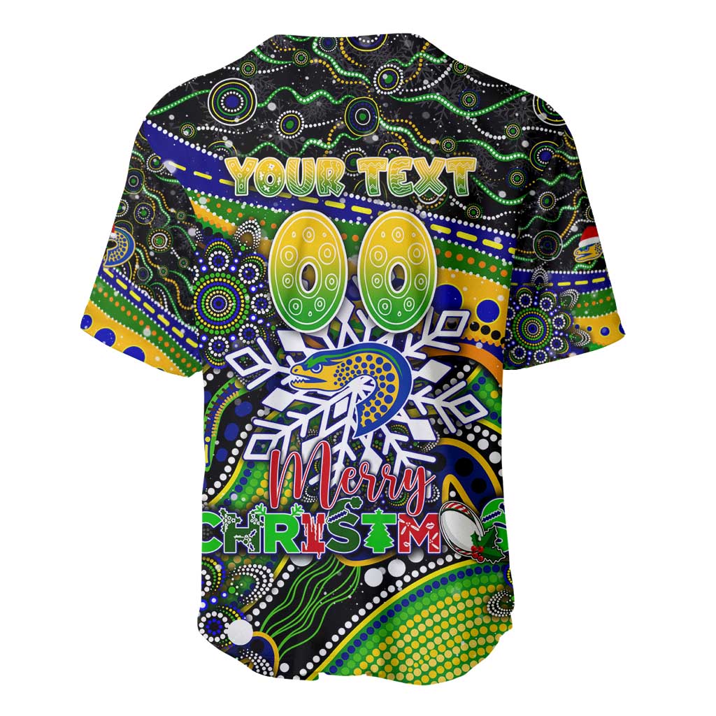 Merry Christmas Eels Baseball Jersey Aboriginal Santa Rugby Mascot - Parramatta