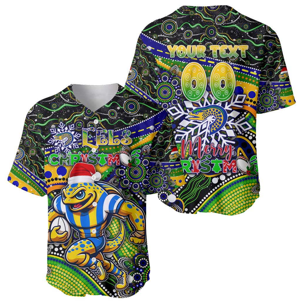Merry Christmas Eels Baseball Jersey Aboriginal Santa Rugby Mascot - Parramatta