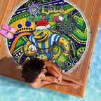 Merry Christmas Eels Beach Blanket Aboriginal Santa Rugby Mascot - Parramatta