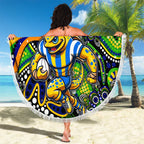 Merry Christmas Eels Beach Blanket Aboriginal Santa Rugby Mascot - Parramatta