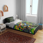 Merry Christmas Eels Bedding Set Aboriginal Santa Rugby Mascot - Parramatta