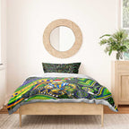 Merry Christmas Eels Bedding Set Aboriginal Santa Rugby Mascot - Parramatta