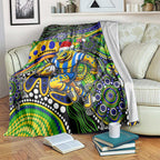 Merry Christmas Eels Blanket Aboriginal Santa Rugby Mascot - Parramatta