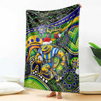 Merry Christmas Eels Blanket Aboriginal Santa Rugby Mascot - Parramatta