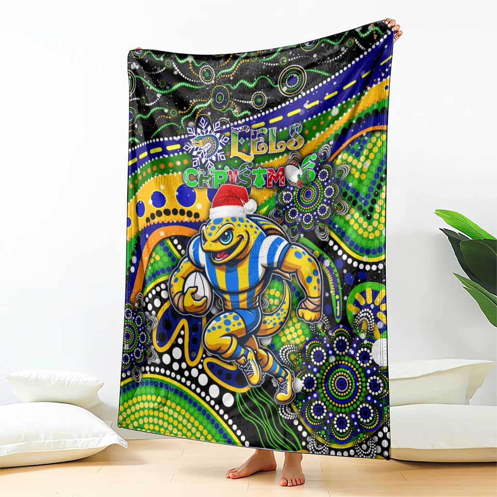 Merry Christmas Eels Blanket Aboriginal Santa Rugby Mascot - Parramatta