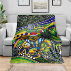 Merry Christmas Eels Blanket Aboriginal Santa Rugby Mascot - Parramatta