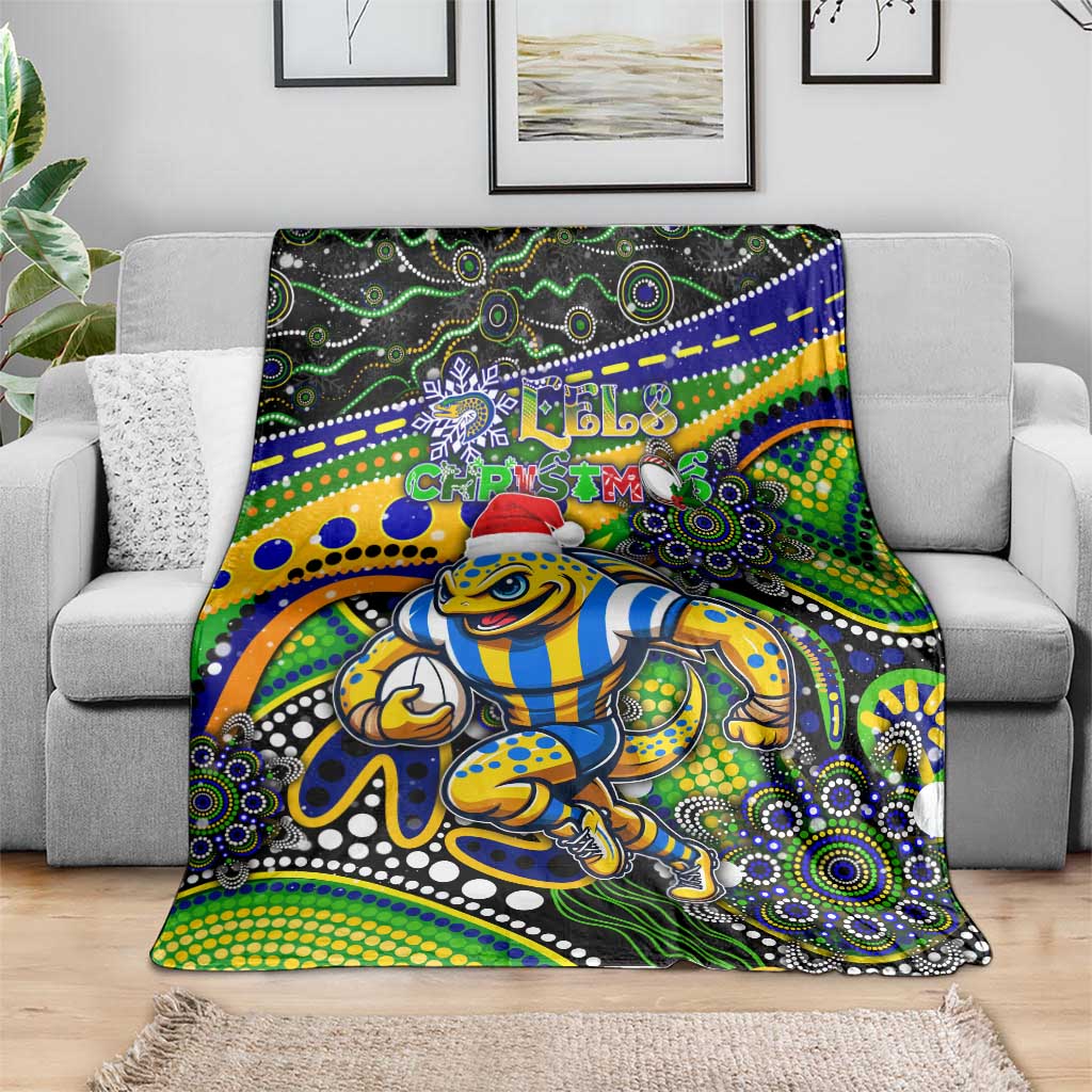 Merry Christmas Eels Blanket Aboriginal Santa Rugby Mascot - Parramatta