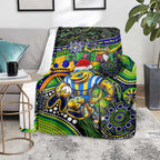 Merry Christmas Eels Blanket Aboriginal Santa Rugby Mascot - Parramatta