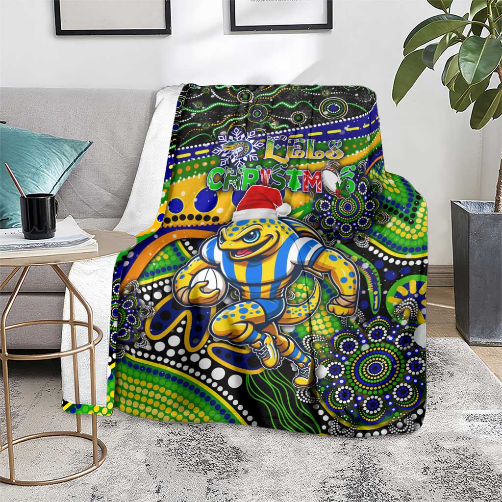 Merry Christmas Eels Blanket Aboriginal Santa Rugby Mascot - Parramatta